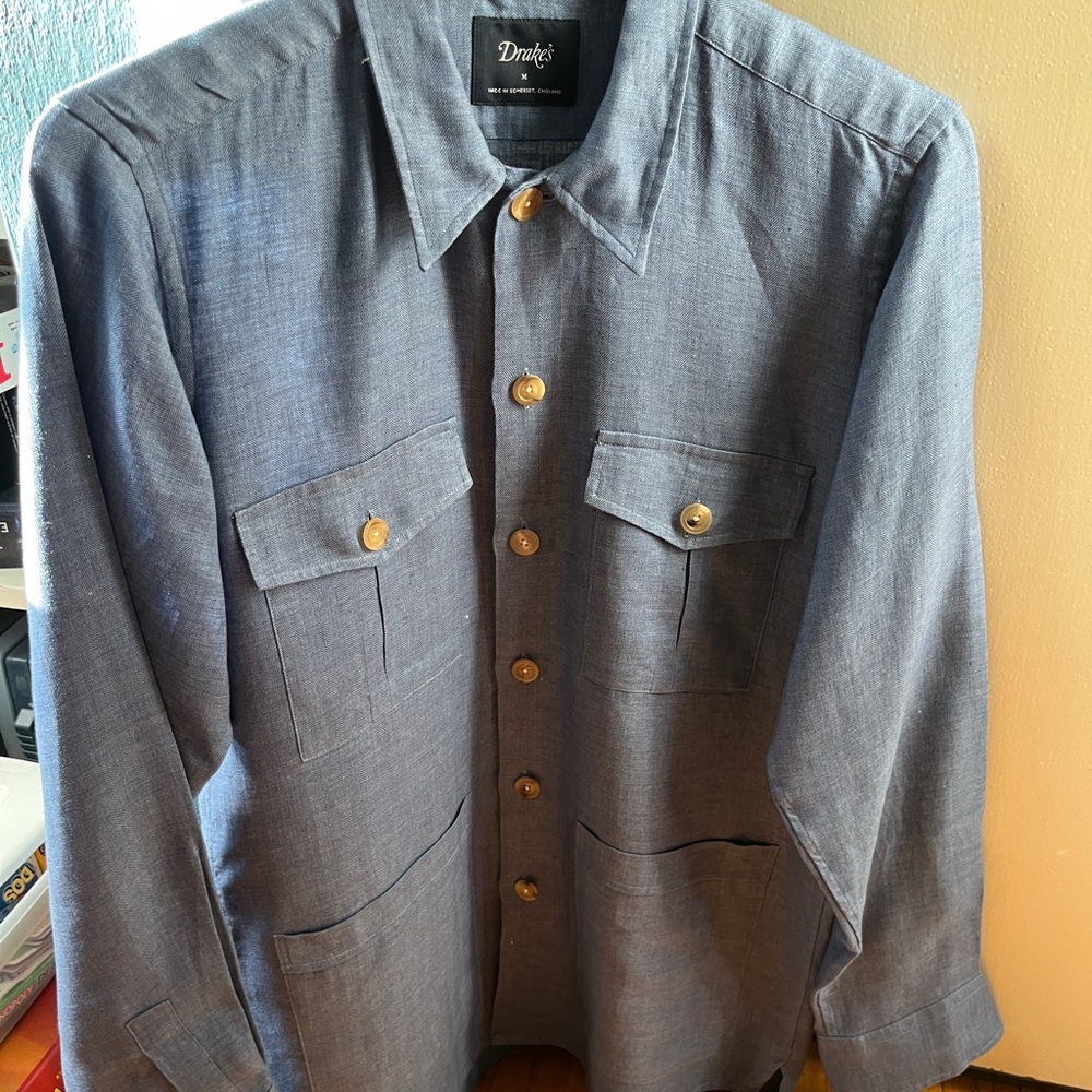 Drakes Linen Overshirt, Medium